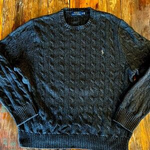Polo Ralph Lauren Cable Knit Sweater Charcoal Gray XL. LNC